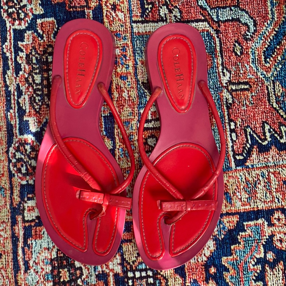 Cole Haan Pink Leather Flip Flops, Size 8